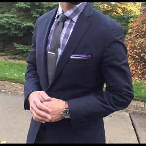 Nordstrom mens purple & white gingham large check dress shirt - free tie !